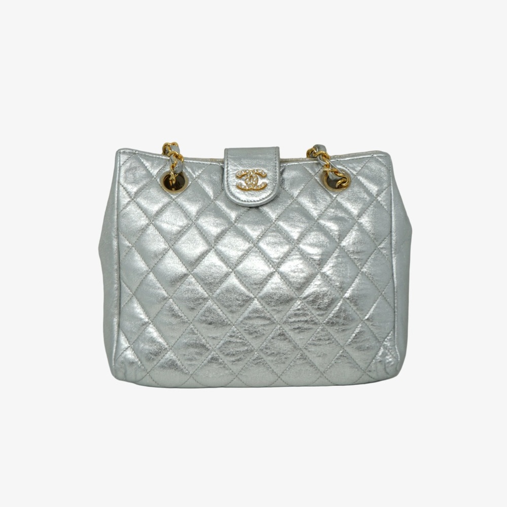 Chanel Silver Quilted Shoulder Bag 1986-1988